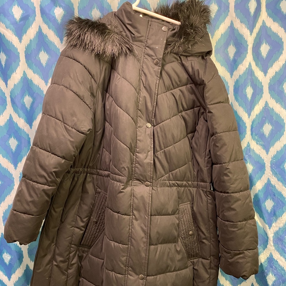 Black, lightly worn, winter jacket